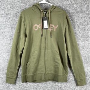 Oakley Hoodie Mens Small S Green Full Zip Sweatshirt Teddie Ski Outdoors New